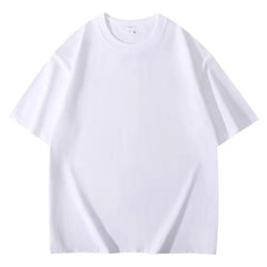 Luxury 300 Gsm Unisex Oversized T-Shirt 100% Cotton Heavyweight Knitted Fabric Breathable O-Neck Short Sleeve Casual Solid Blank