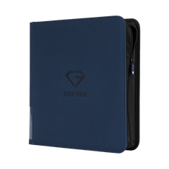 12-Pocket XL Card Binder Blue with zipper, designed for 720 trading cards, splash and impact resistant.