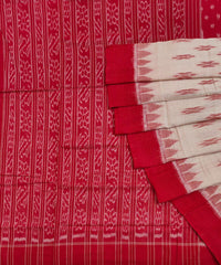 Red white cotton handwoven nuapatna saree
