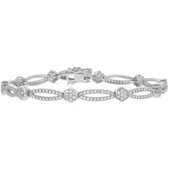 Women's Bracelet - Sterling Silver Flower and Open Oval Topaz | BLT-7366