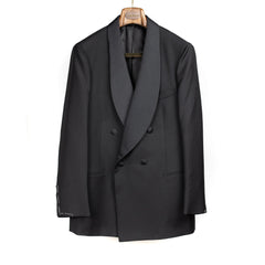 x Sartoria Carrara: double-breasted shawl collar tuxedo jacket in Drapers black wool and mohair barathea (separates)