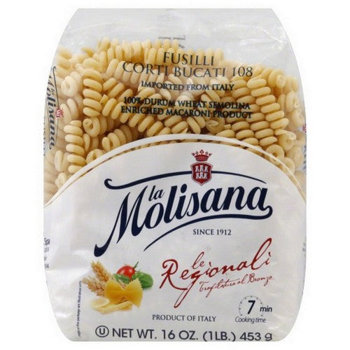 La Molisana, Fusilli Bucati Corti Pasta, 16 Oz(Case Of 12) La Molisana