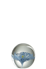 J-Line Presse Pap Bloem Glas Blauw Large