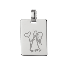 Basic Anhänger Gravurplatte Silber Schutzengel mit Herz ♥