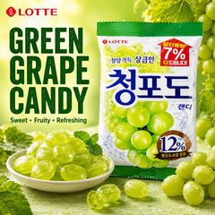 Lotte Green Grape Flavored Hard Candies 153g | Rich Green Grape Flavor, Sweet Taste, Convenient Snack