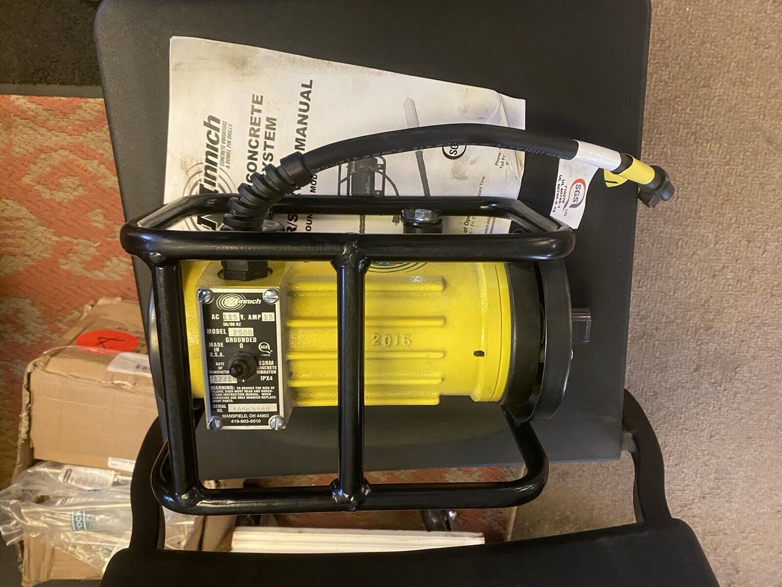NEW MINNICH 2500 15 Amp 115v Concrete Vibrator MOTOR ( MOTOR ONLY )