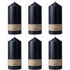 6 Stück Gusta Stumpenkerzen 180x77mm große Säulenkerzen glatt - Schwarz
