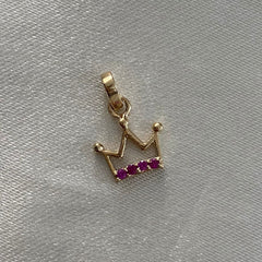 Dije Corona Silueta 0.8gr/1.5cm Circones Fucsia Oro Amarillo