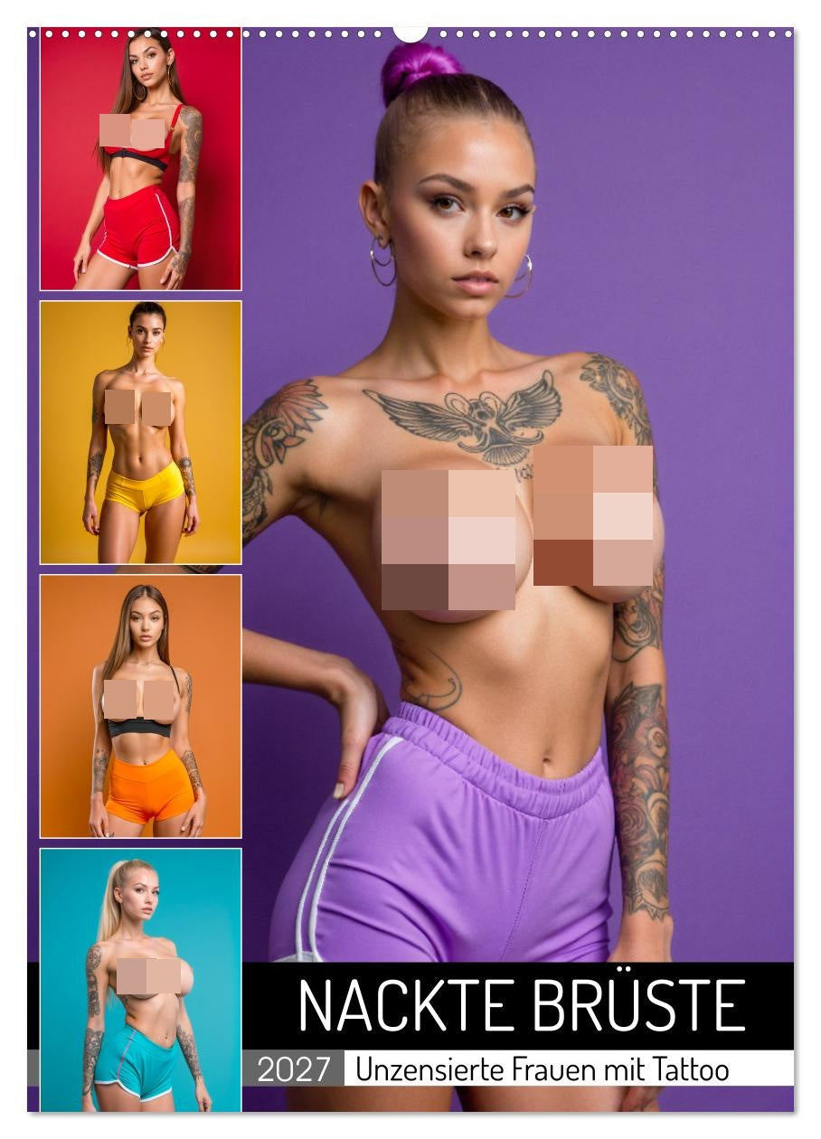 NACKTE BRÜSTE - Unzensierte Frauen mit Tattoo (CALVENDO Wandkalender 2027)