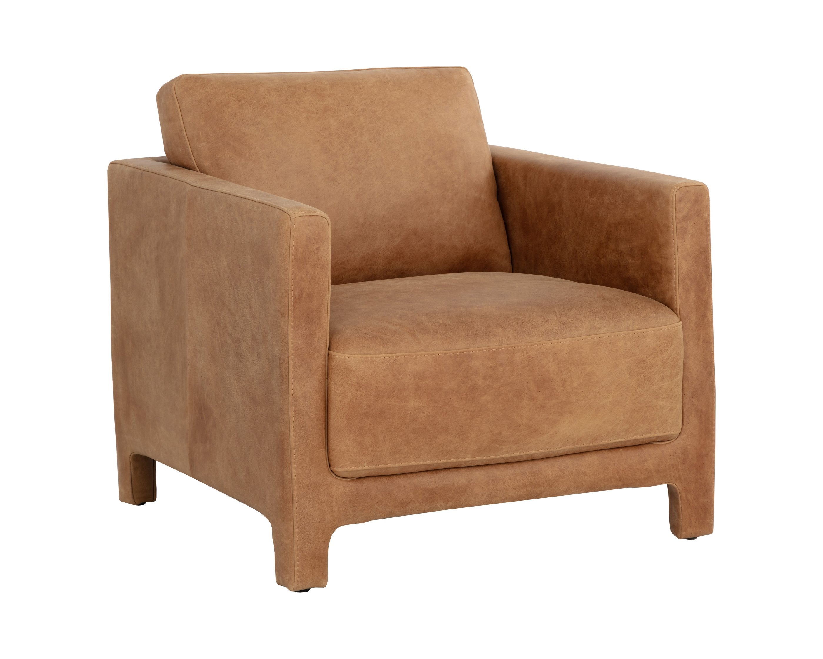 Sunpan Rodney Lounge Chair – Timeless European Design In Luxurious Italian Camel Leather For Ultimate Comfort Brown Leather 112045