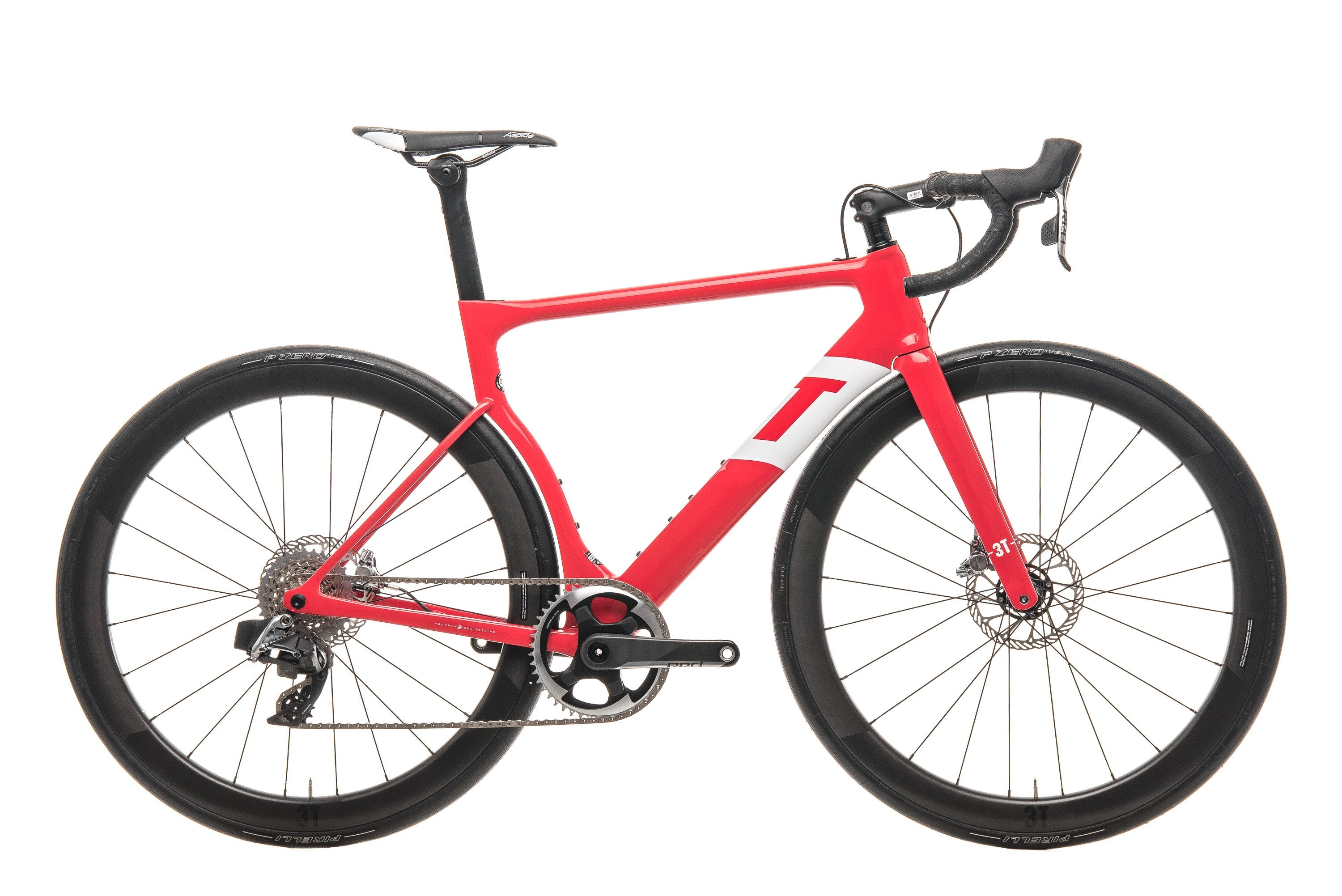 3T Strada Team Red AXS eTap Road Bike - 2020, Medium drive side