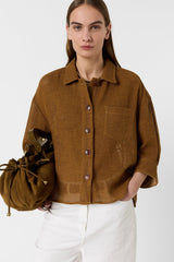 GERARD DAREL OPENWORK OVERSHIRT IN COTTON AND LINEN - TAMIA
