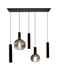Industriële Hanglamp voor Eettafel – Smoke Glas – 5-Lichts – Dimbaar