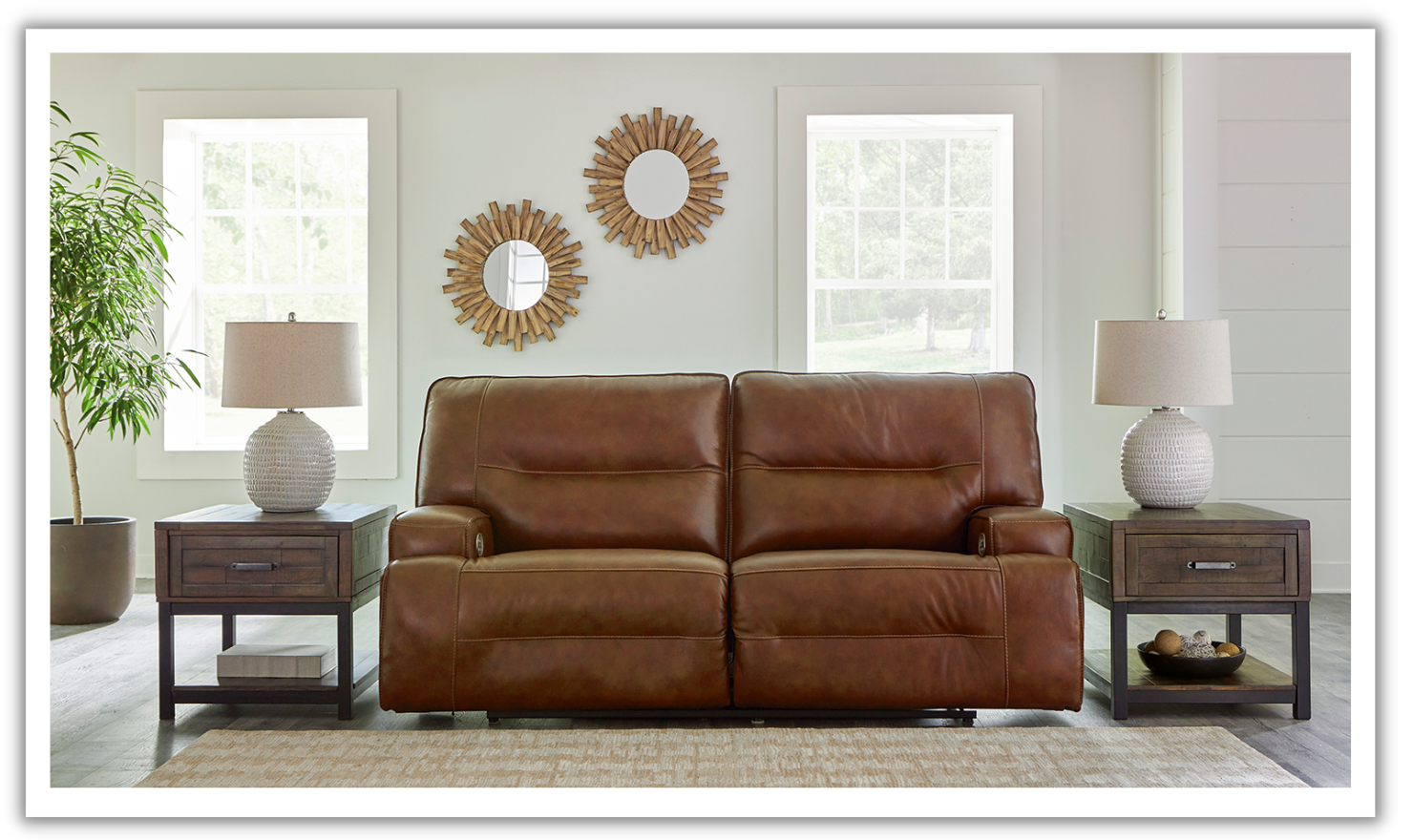 Modern Heritage Francesca Auburn 3-Seater Leather Power Reclining Sofa