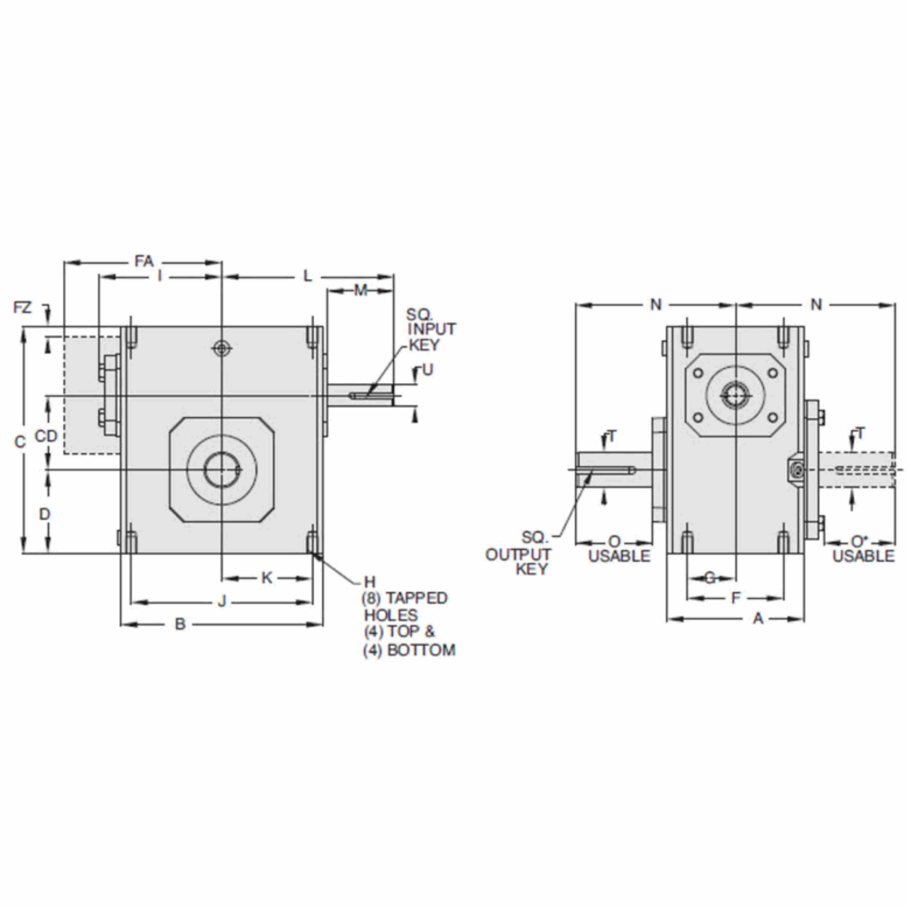 Grove Gear® Serie NH - Reductor de gusano de hierro de reducción simple y carcasa estrecha Ironman® NH8150033.00