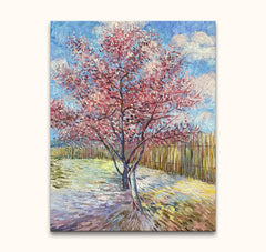 Vincent van Gogh's Souvenir de Mauve, impressionistic flowering tree painting, stretched on a wooden frame, ready to hang, perfect for modern art enthusiasts.