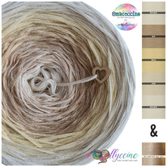 OL-007 Ombreccino / wool white, beige, vanilla, creme, wool white & semi matt gold lurex