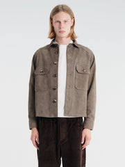 Meta Campania Collective - Juergen Military Lamb Suede Overshirt in Dark Green