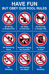 Obey the Rules of the Pool safety sign (PR015)