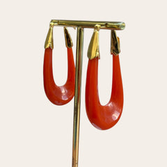 GAS BIJOUX - Boucles d'oreilles Écume acétate dorées - Rouge