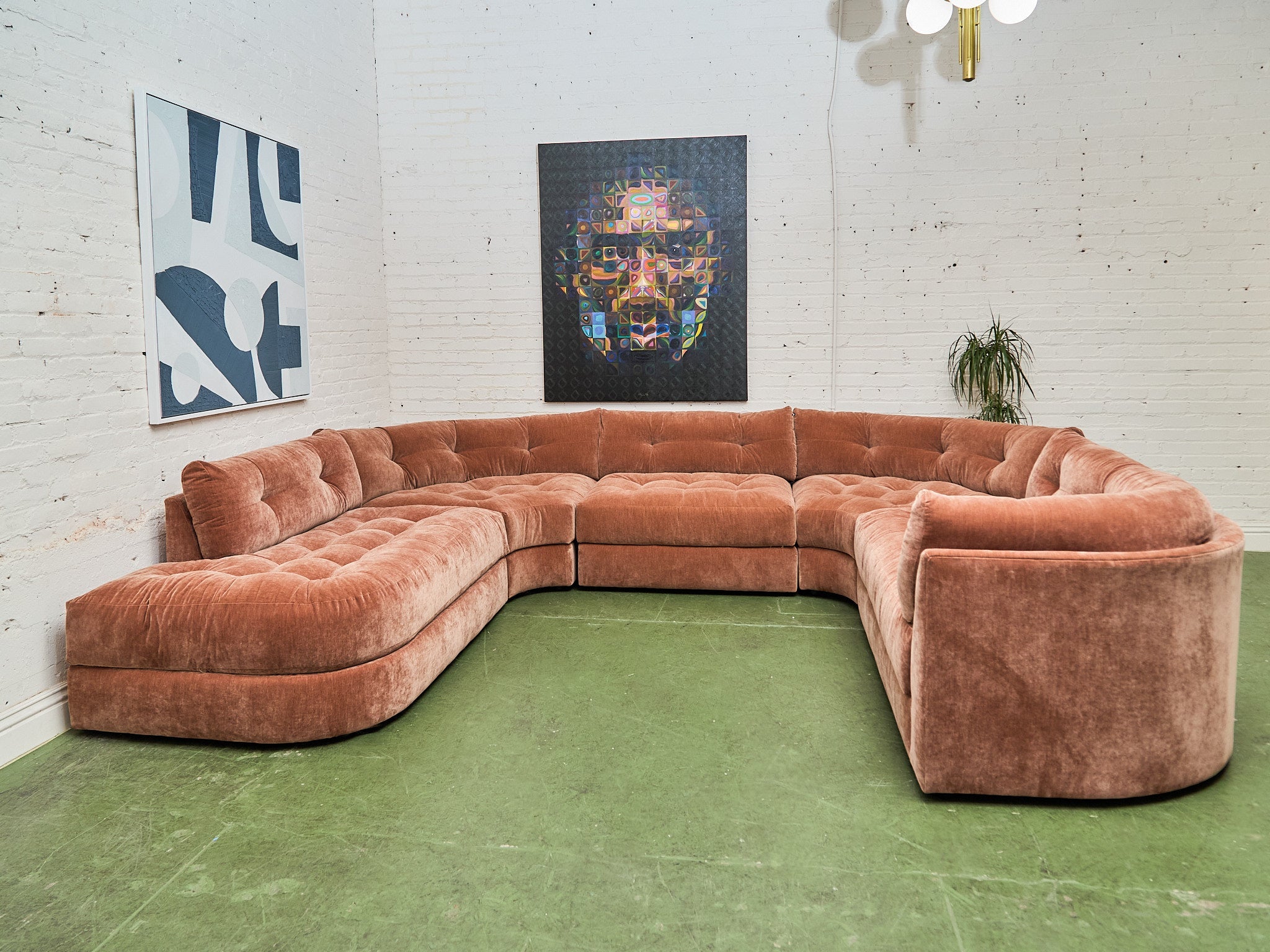 Prima 5 Piece Oval Sectional Sofa in Amici Ginger