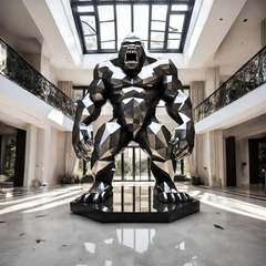 OSO Stainless Steel Gorilla Sculpture Stainless Steel Gorilla Sculpture A Height: 36 inch (91 cm)