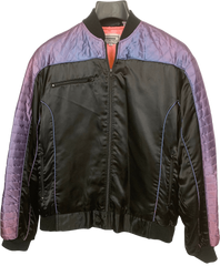80’s Black Satin Miami Vice Embroidered Bomber Jacket by Billboard Promotions