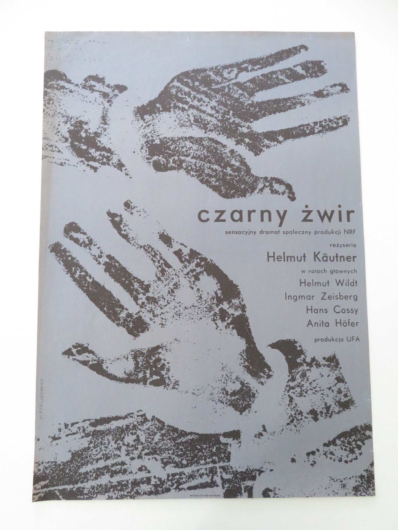BLACK GRAVEL POLISH POSTER ROLLED HELMUT WILDT INGMAR ZEISBERG 1964 - Rendezvous Cinema