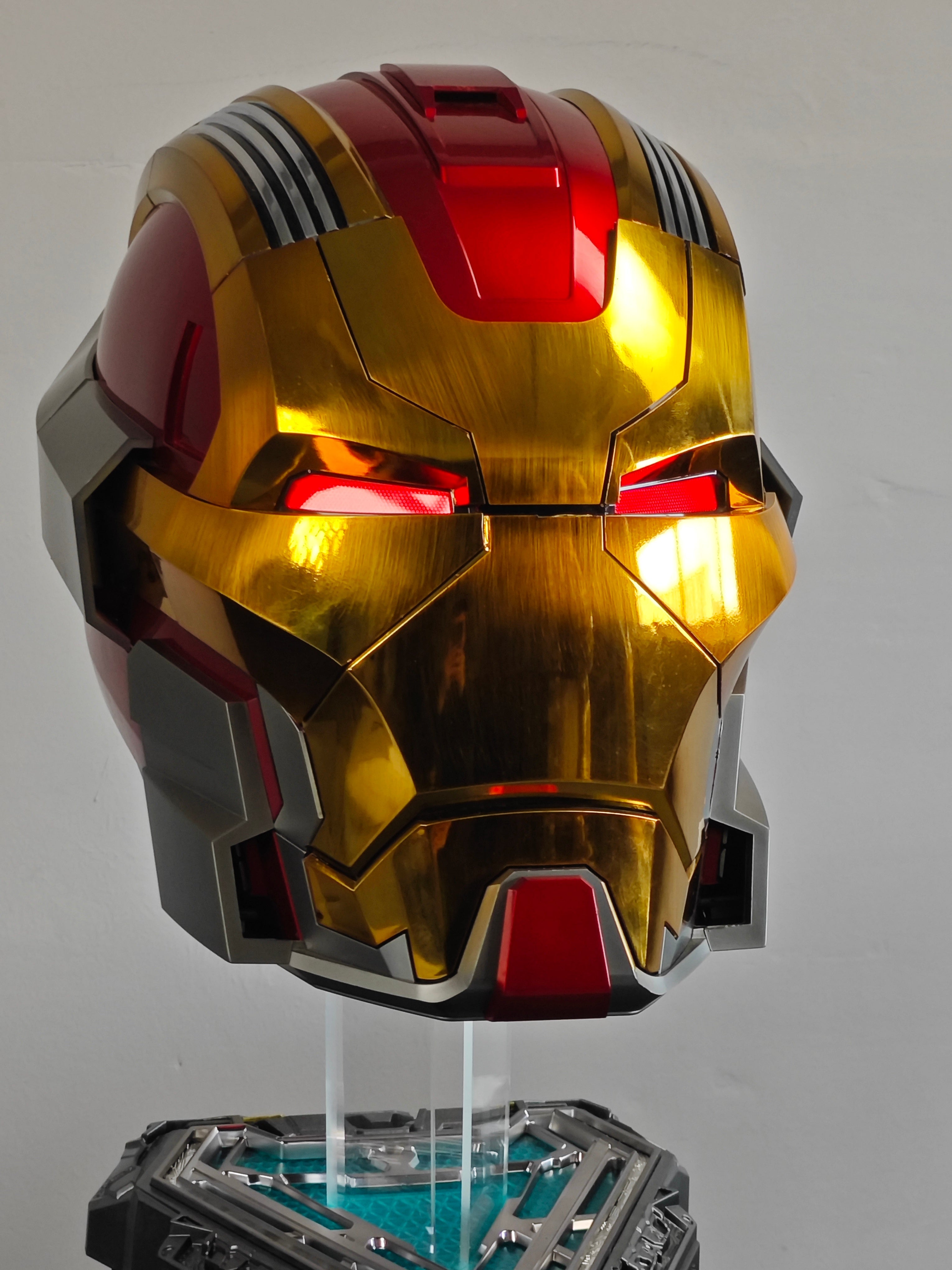 multifunctional iron man helmet with sectional panels and LED lights
