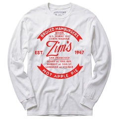 Zim's Hamburgers v4 - San Francisco, CA - Vintage Restaurant - Long Sleeve T-Shirt in White