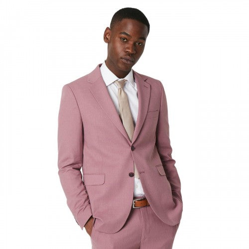 Front - Burton Mens Textured Single-Breasted Slim Suit Jacket