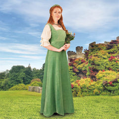 Mulberry Faire Overdress - Medieval Dresses, Soft Green, Teal Blue-Medieval Shoppe