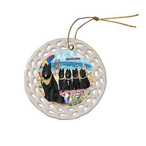Pet Friendly Beach Belgian Shepherds Dog Ceramic Doily Ornament DPOR48615