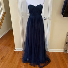 Jenny Yoo Women's Annabelle Convertible Navy Blue Bridesmaid Dress in Size 0