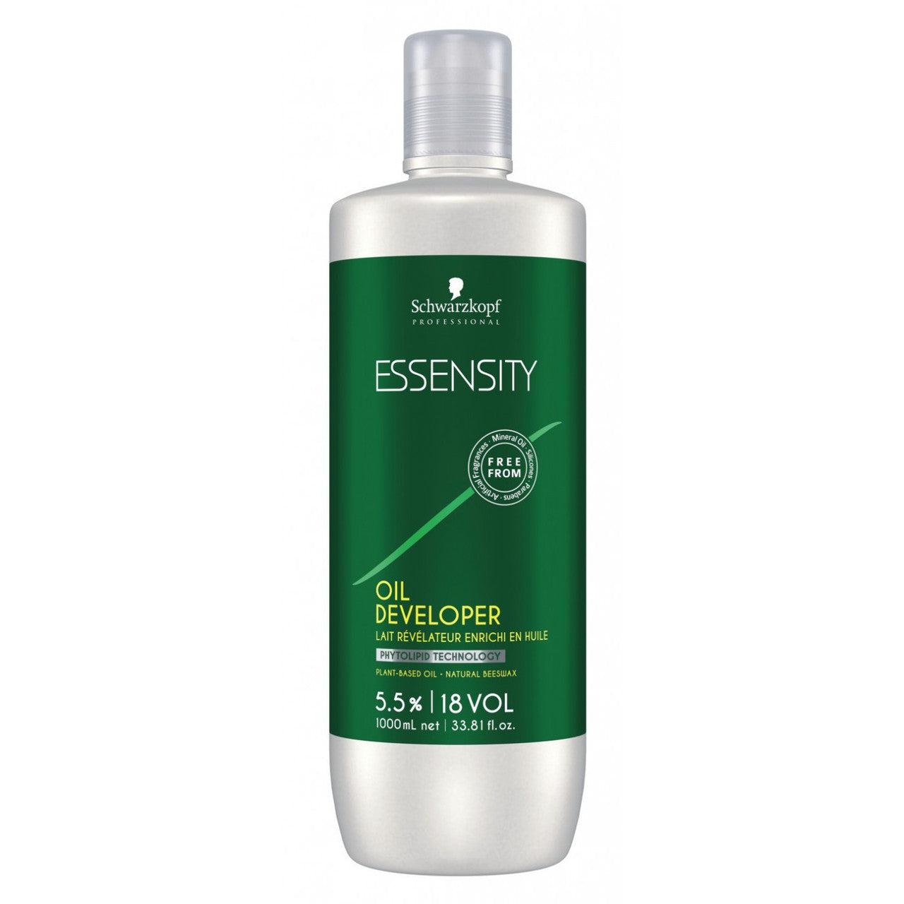 Schwarzkopf Professional Essensity Oil Developer 18 Volume bottle for hair coloring and lightening.