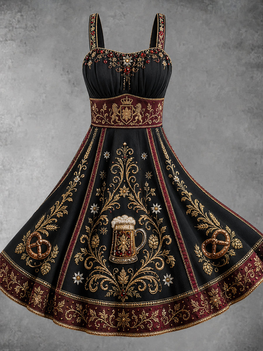 Damen-Oktoberfest-Kleid mit Blumenmotiv