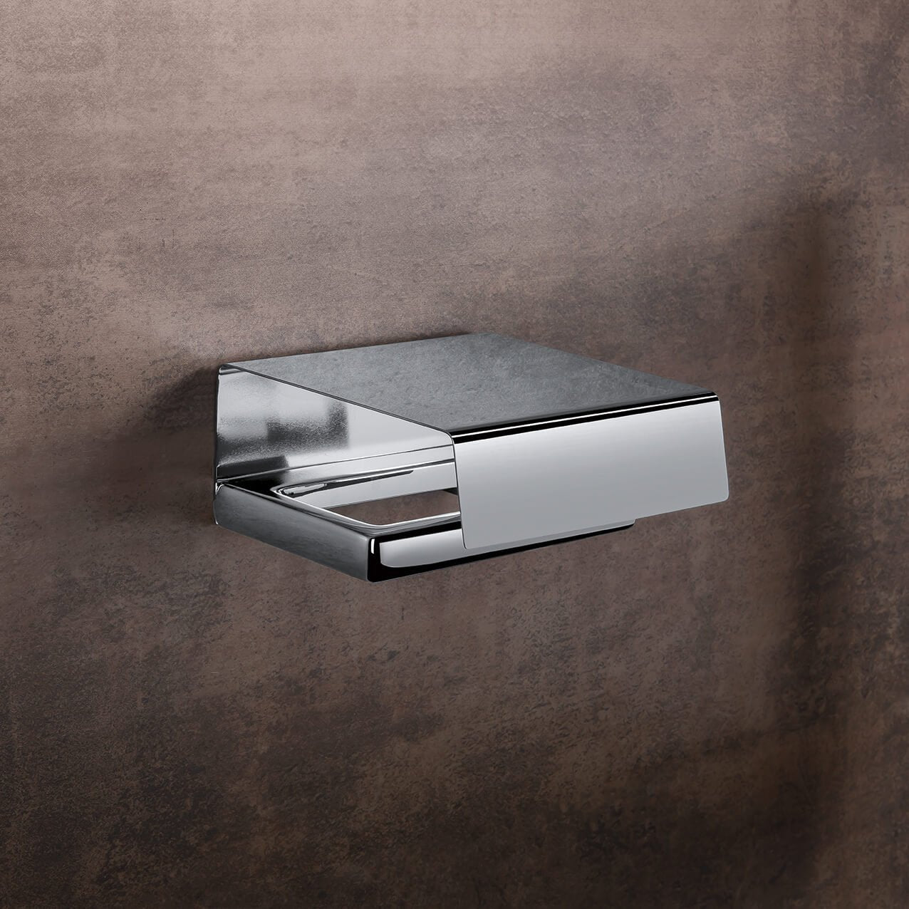 Colombo Lulu Porta Rotolo Coperto a muro in ottone Cromo montato a parete, vista del design e della finitura - Colombo Design