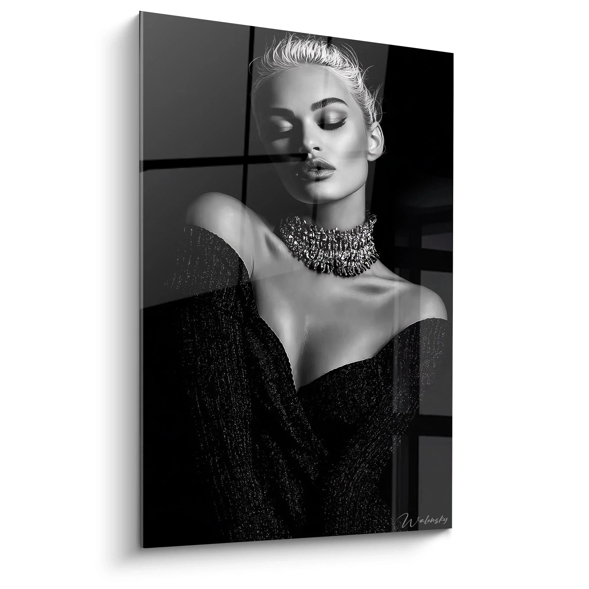 Walensky black and white woman portrait artwork with modern artistic effect
