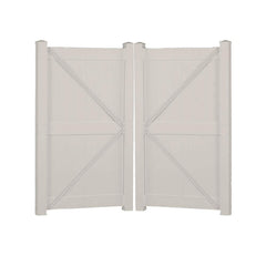 Weatherables Augusta 7.4 ft. W x 8 ft. H Tan Vinyl Privacy Fence Double Gate Kit