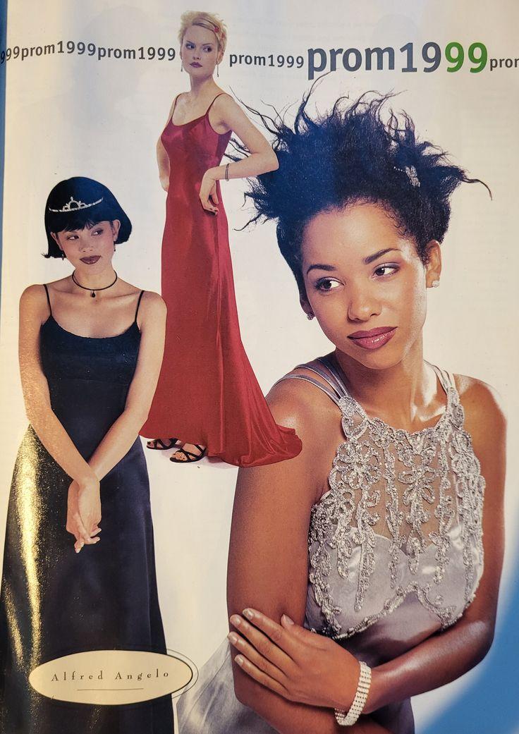 xennial ladies that went to the prom in the late 90s/early 00s, what style was your dress? these were our dress styles back then. so much iridescent. so much shiny metallic