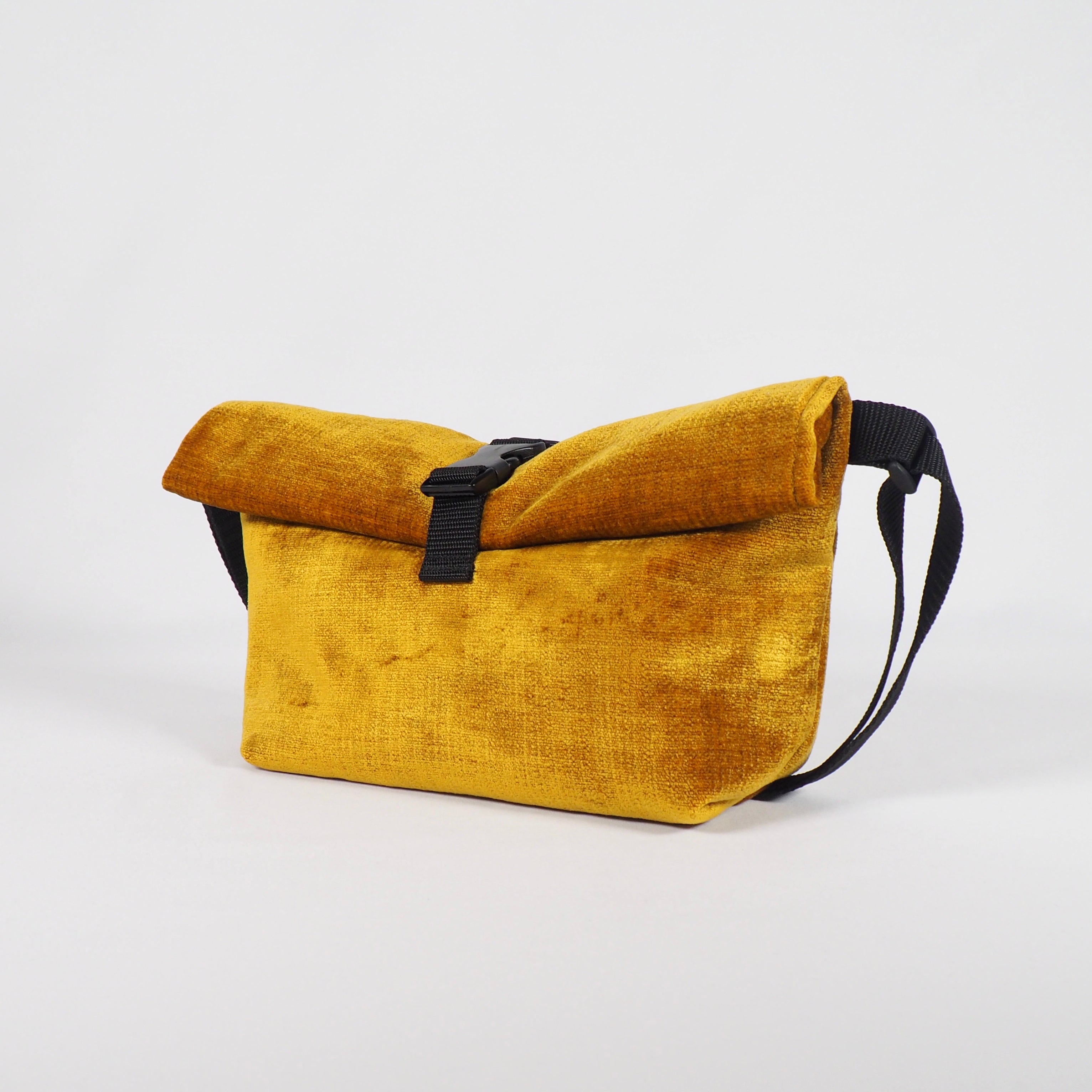 wassi handmade Bauchtasche eckig Samt Gelb 34 x 22 cm
