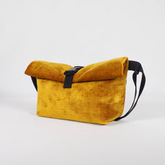 wassi handmade Bauchtasche eckig Samt Gelb 34 x 22 cm
