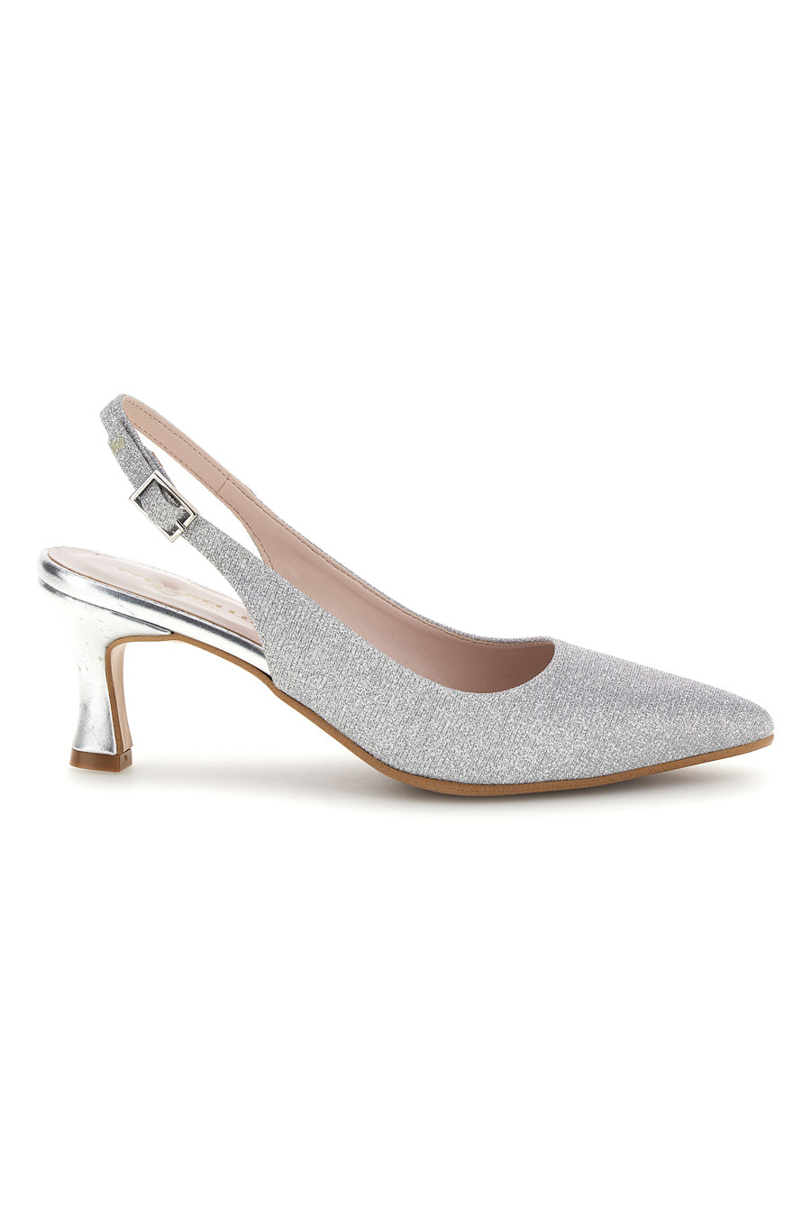Pittarello Romantic 6436 silver glitter bridal pumps with a tapered toe