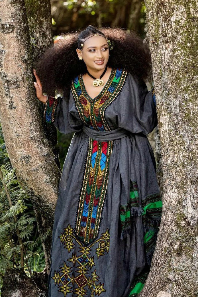 Gorgeous Dark Design Ethiopian Traditional Dress