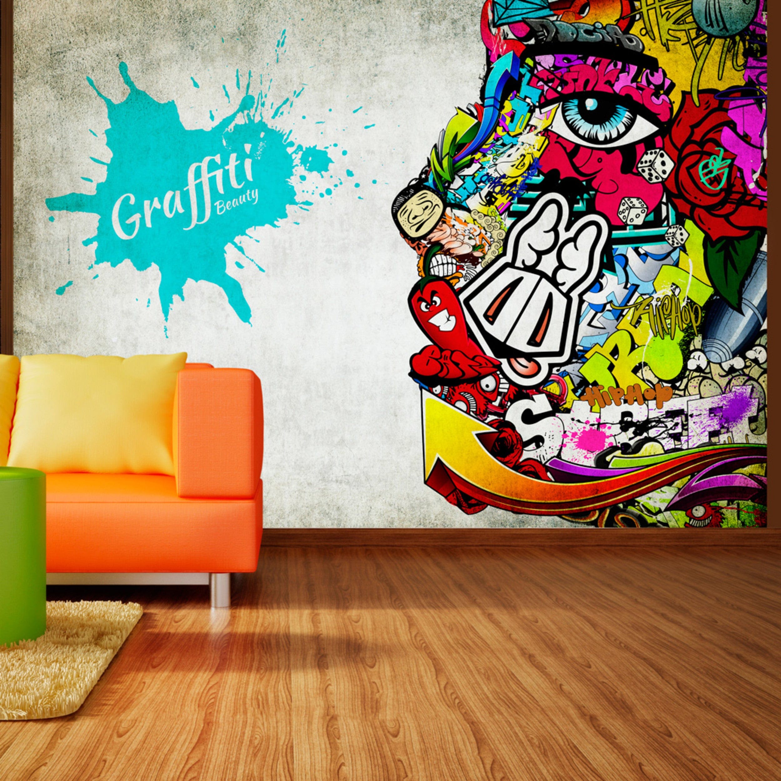 Fototapete - Graffiti Beauty - Vliestapete