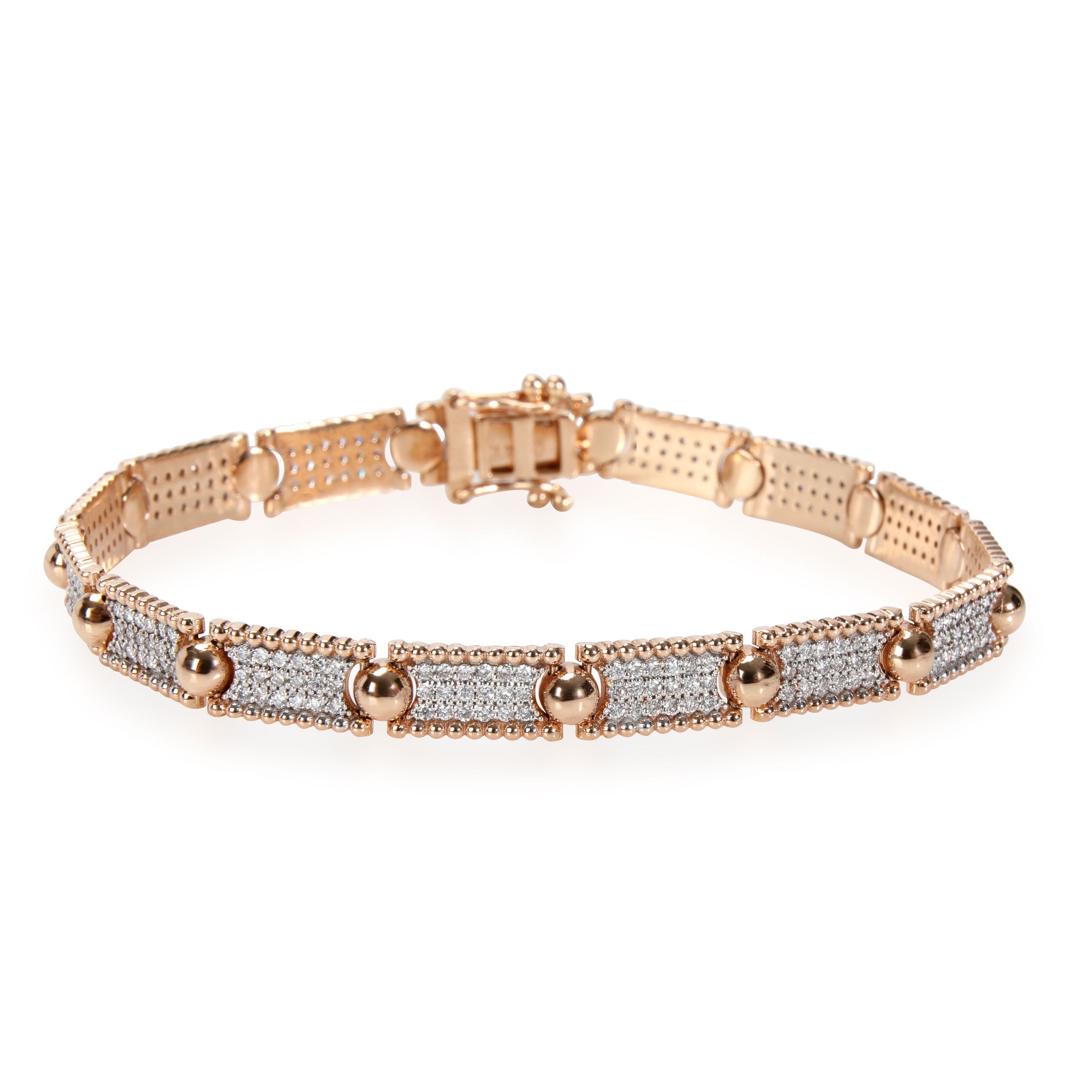 Kismet by Milka Diamond Sectioned Beaded Bracelet in 14K Rose Gold 1.32 CTW