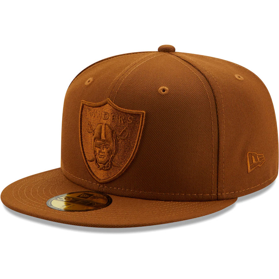 Las Vegas Raiders New Era 59FIFTY 5950 Fitted Cap Hat Brown Crown/Visor Brown Logo (Color Pack)