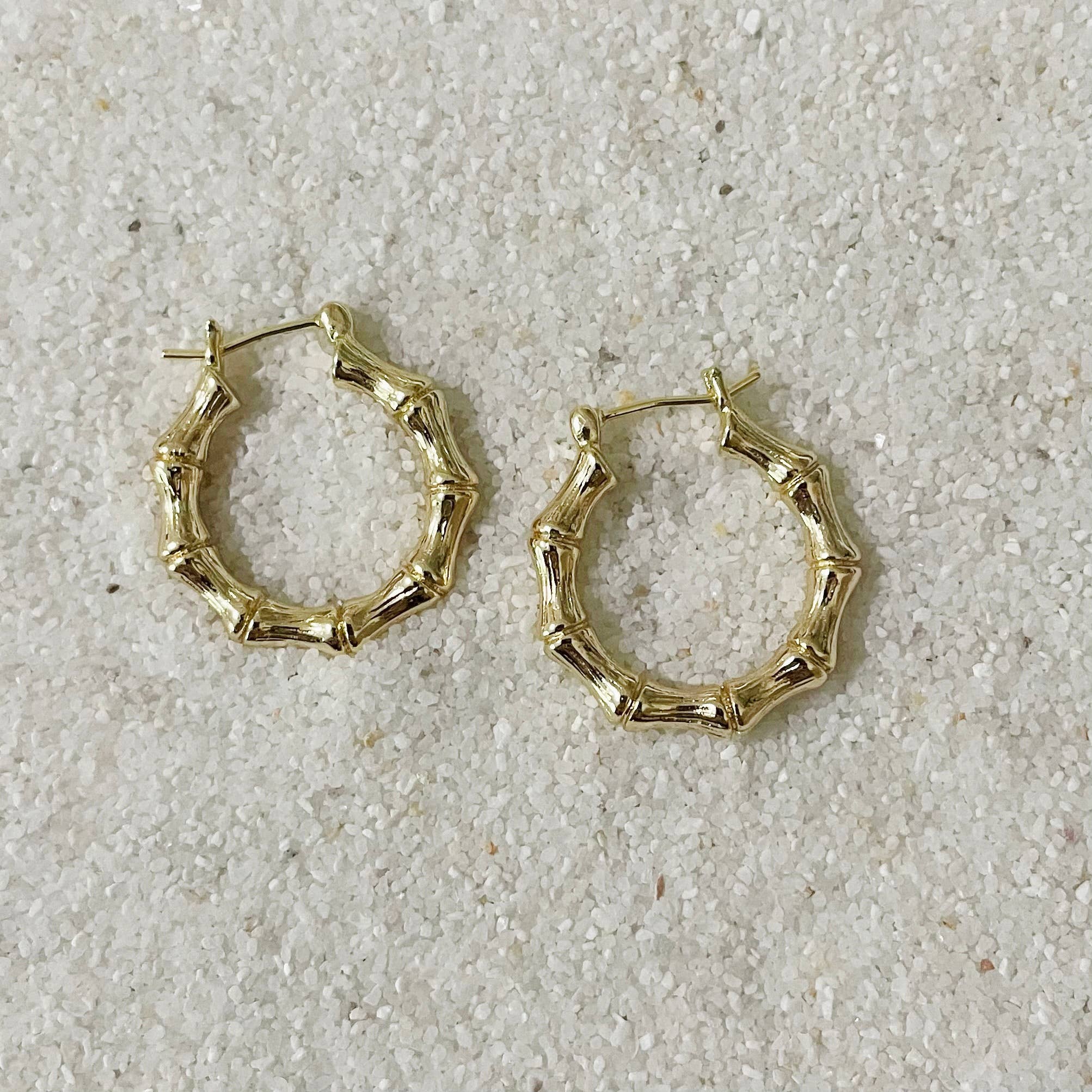 18k Gold Filled Bamboo Earrings (Paradise Hoops)