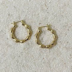 18k Gold Filled Bamboo Earrings (Paradise Hoops)