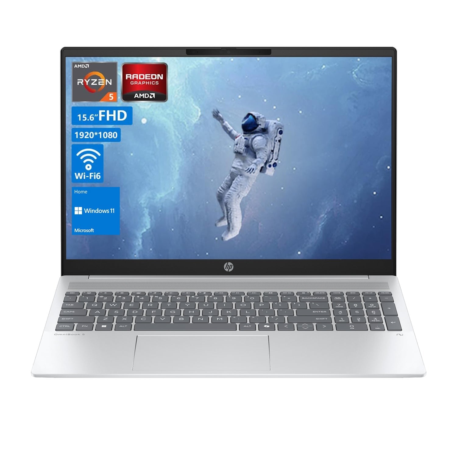HP Essential 255 15.6 inches Traditional Laptop AMD Ryzen 5 16GB RAM AMD Radeon Graphics 512GB SSD Storage Windows 11 Home 60Hz - Silver